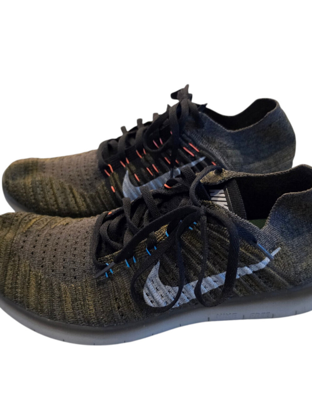 Nike Mens Sz 9.5 Free RN Flyknit Olive green Athletic Running Shoes